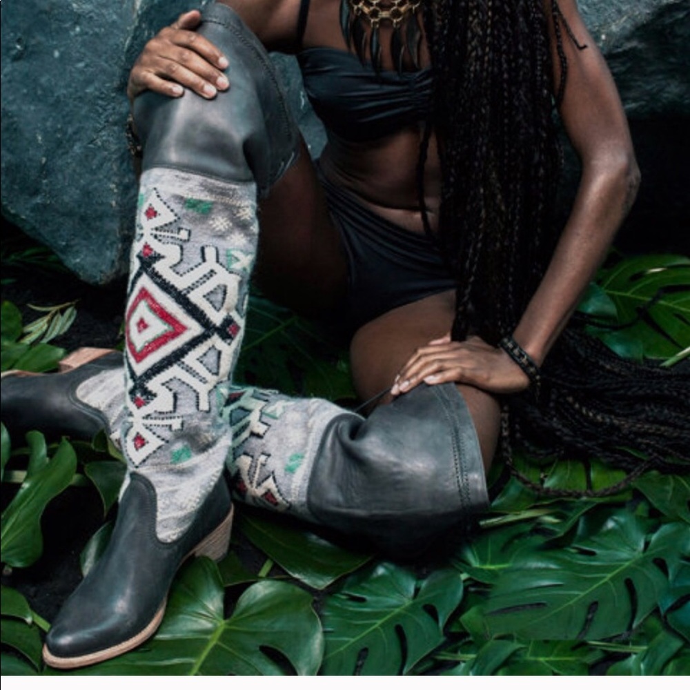 Cobra Society Boots - Zeus Charcoal Over the Knee